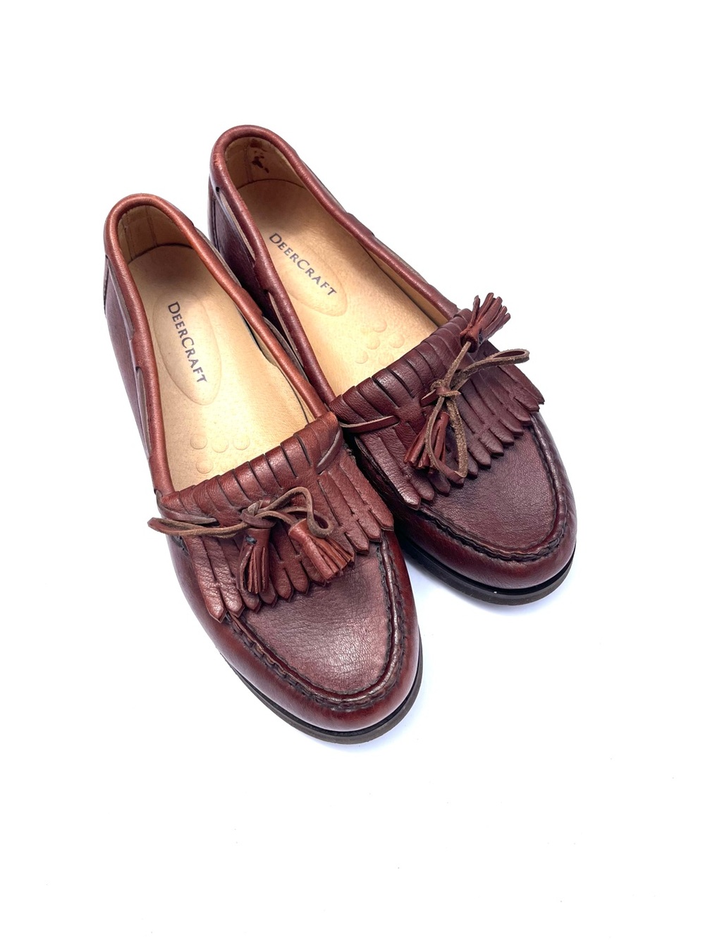 Vintage Brown Leather Tassel Kiltie Loafers Women's Size 6.5 Fringe Deercraft